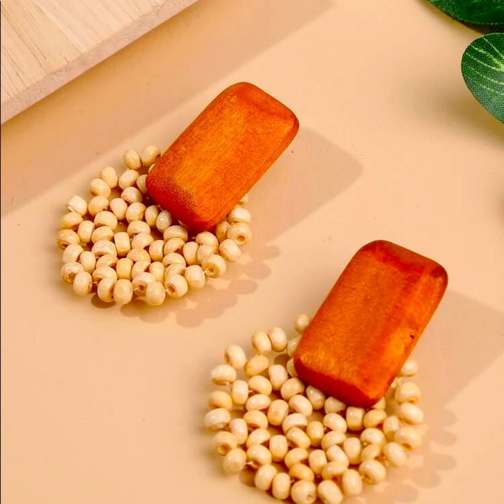 Geo Decor Beaded Drop Earrings